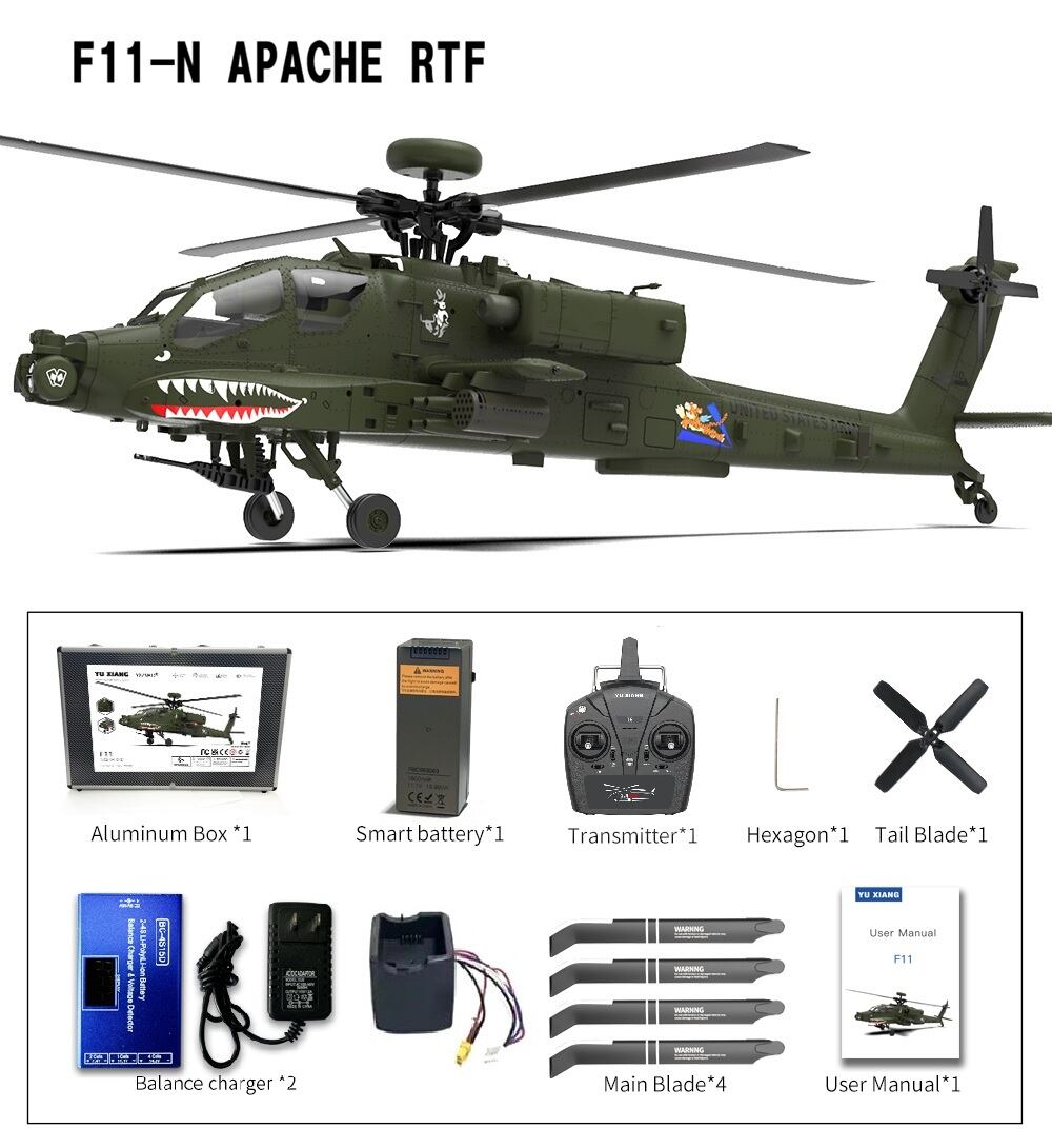 新発売特価3%割引+バッテリー2個◆F11-N RTF AH-64D オプティカルフロー&気圧高度維持◆ Mode1又はMode2)複合材プラローターグリップ ,背面フライトOK