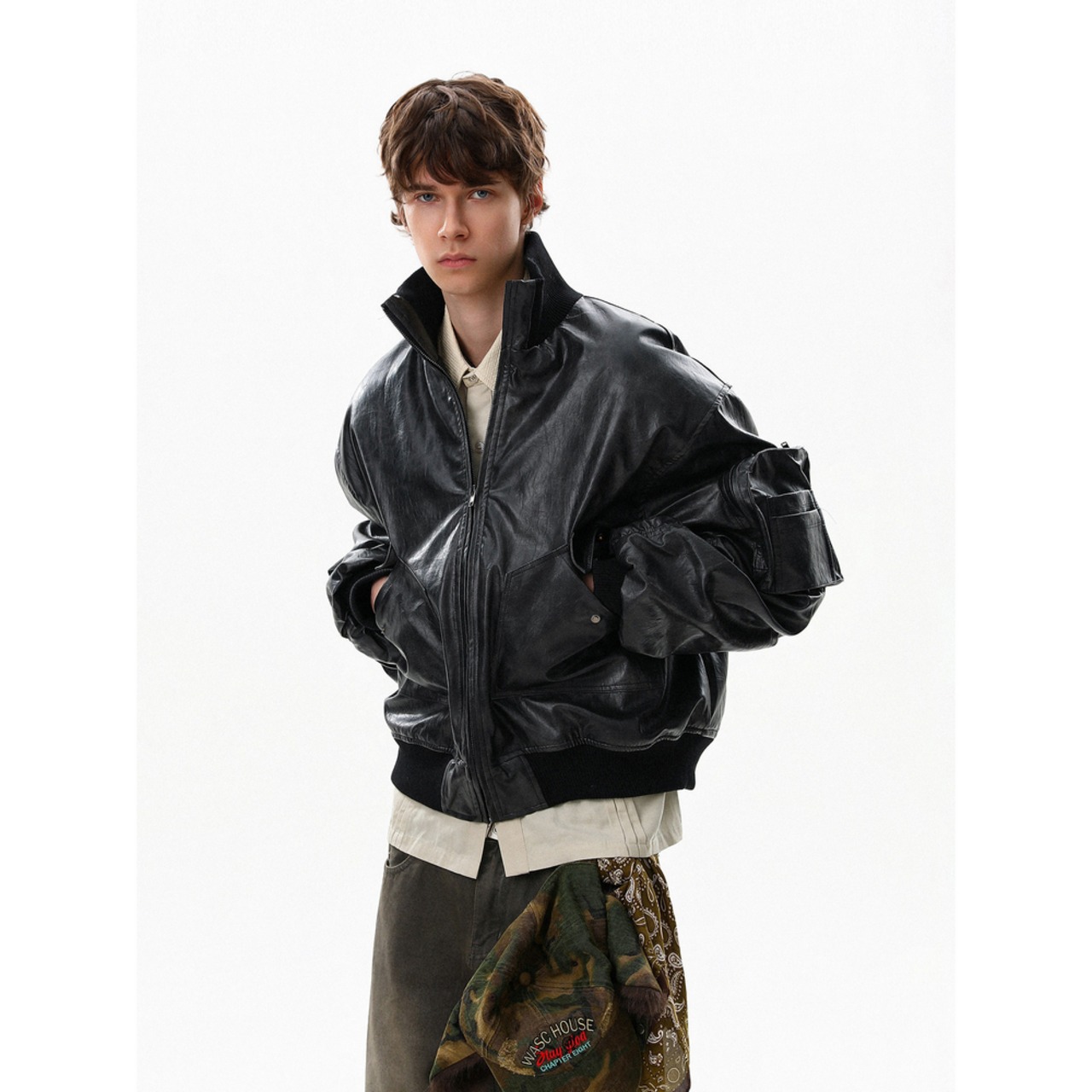 【暖かさUP】ストリート PUレザー中綿ジャケット T1970