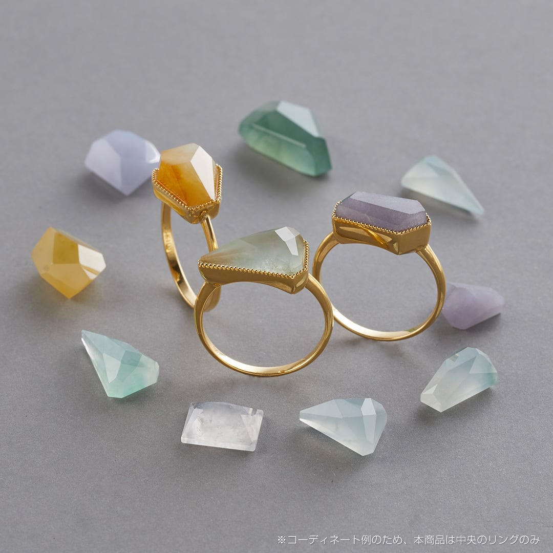 カット翡翠リング lavender facet cut millgrain ring A貨翡翠