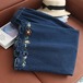 2色/裾フリル立体花刺繍デニムパンツ ・12082