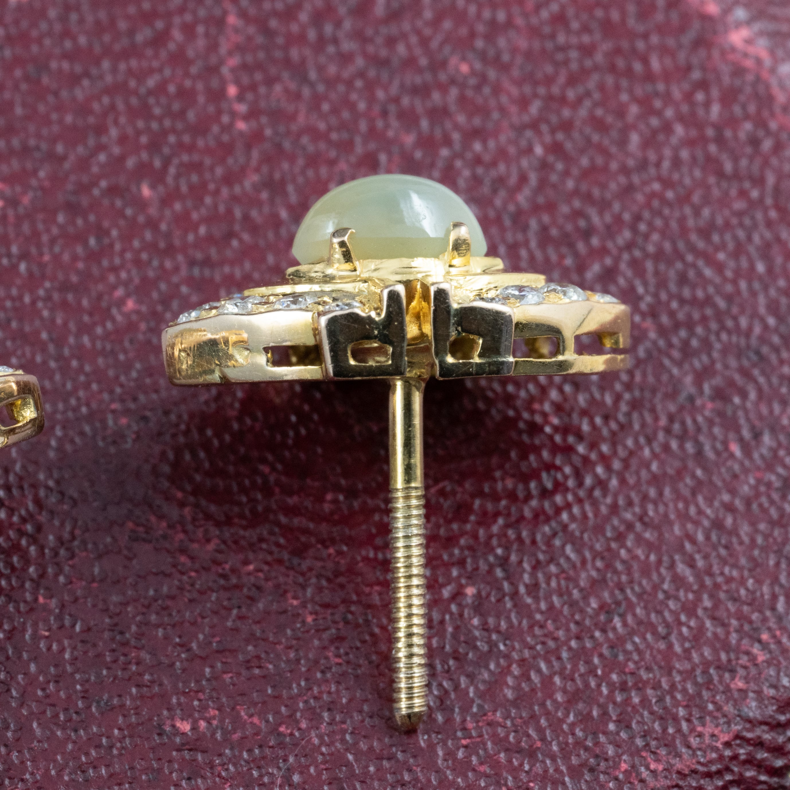 ヴィンテージ K14 クリソベリルキャッツアイ ダイヤモンド ピアス