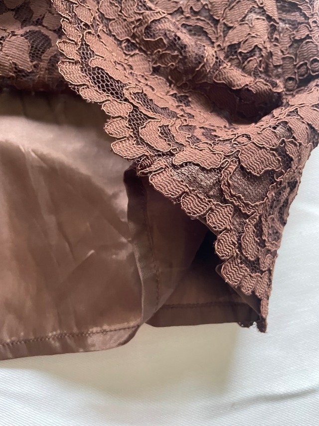 70s Italy "Cupido" Brown Lace Cami Dress M