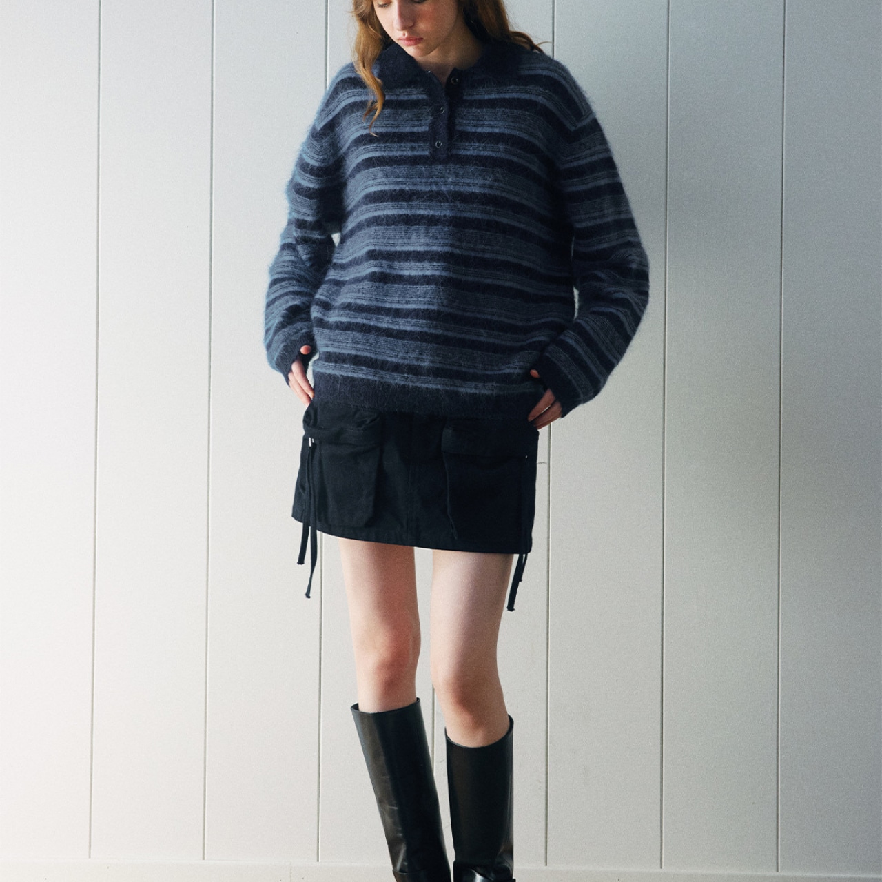 Striped Polo Knit T3738