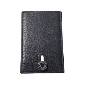 HERMES black leather slide card holder “Diabolo”