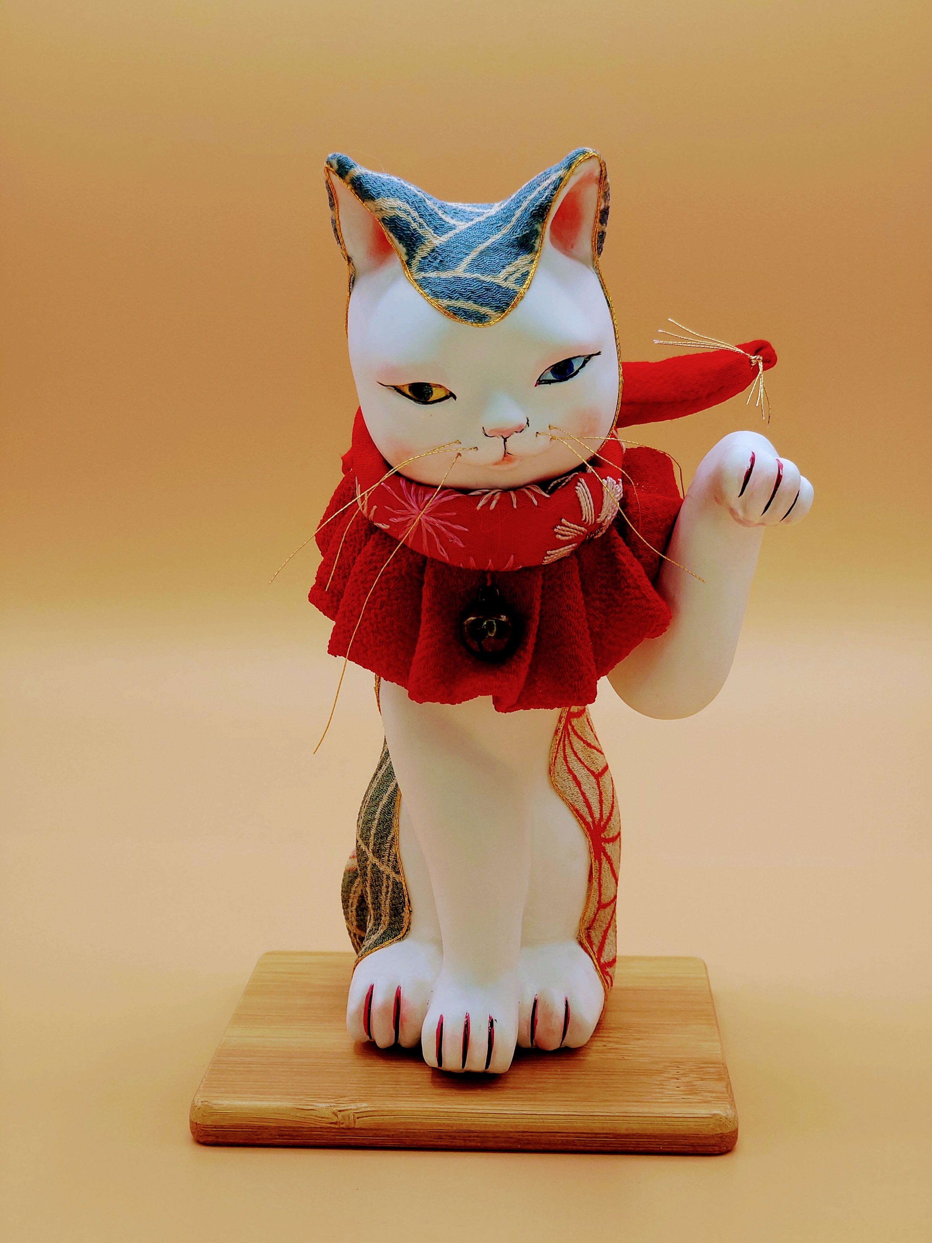 豆人形　貝細工　猫　招き猫 豆人形 貝細工 猫 招き猫