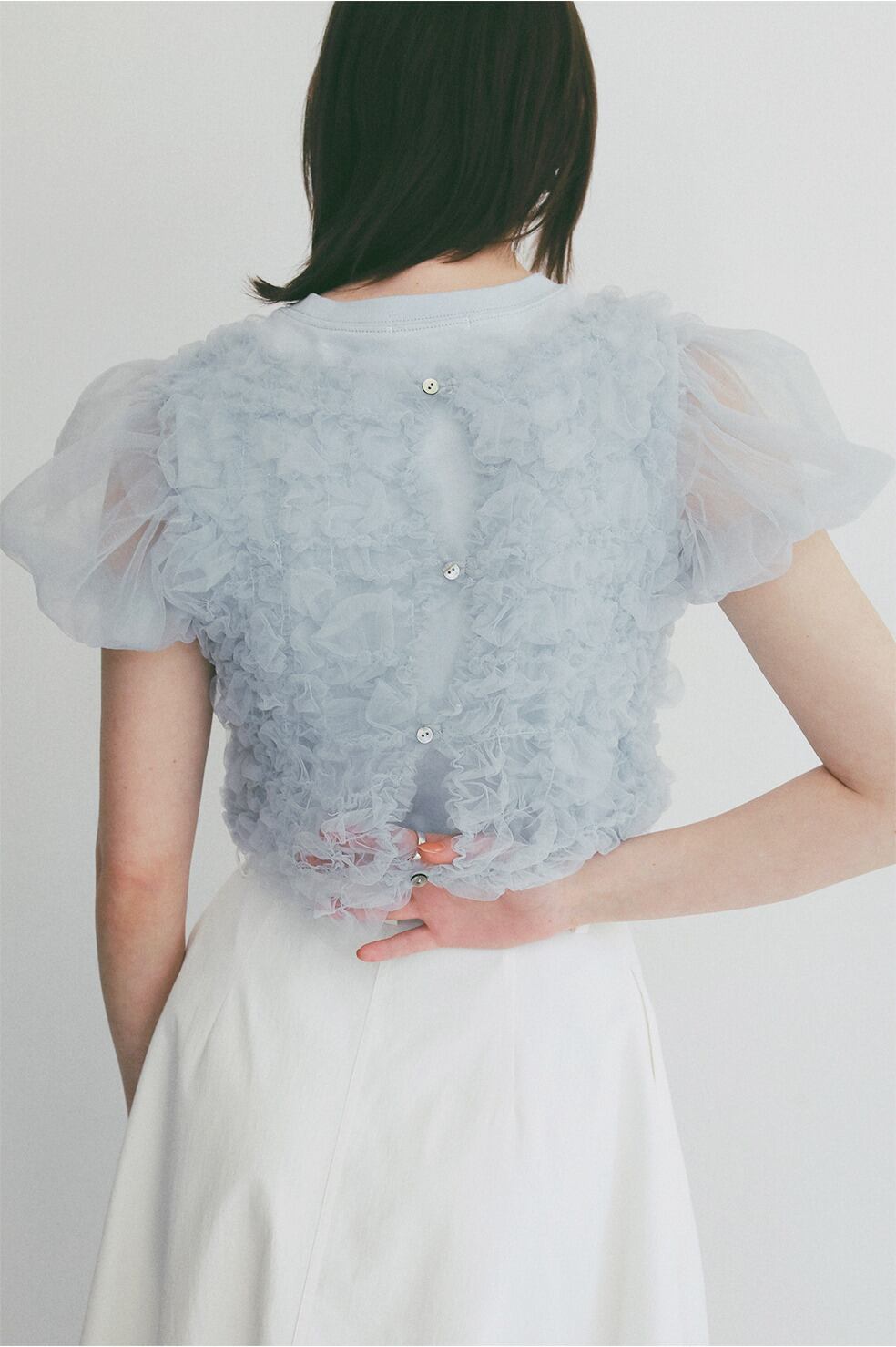 シャツ+ブラウス(半袖+袖なし) CLANE TULLE VEST LAYERED TOPS CLANE TULLE VEST LAYERED TOPS | FLICKA ASHIYA