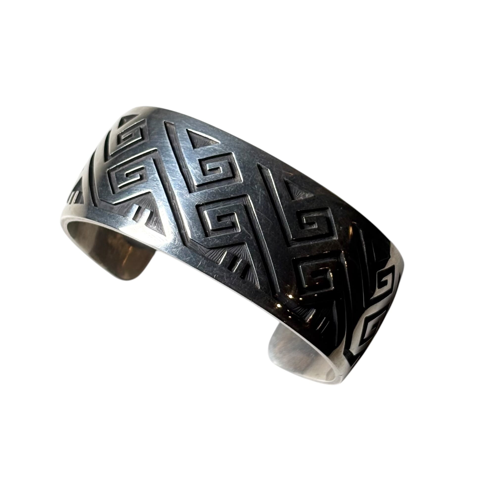 Hopi Mark Tawahongva silver overlay bangle “water symbol” | NOIR