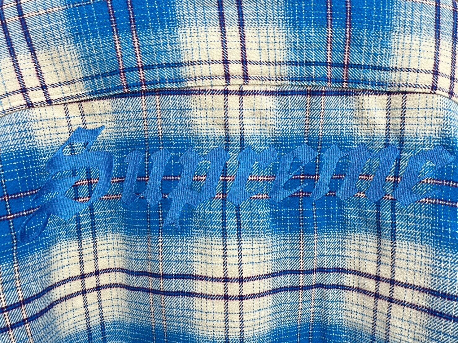 Supreme LINED FLANNEL SNAP SHIRT BLUE MEDIUM 85758 | BRAND