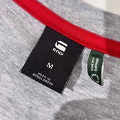 G-STAR RAW ジースターロウ ボーダー 半袖 Tシャツ M/グレー×レッド系 メンズ