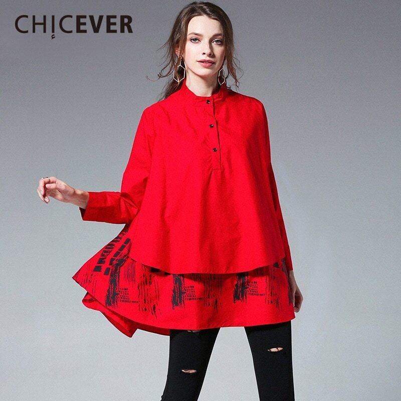 CHICEVERパッチワークフリルレディースシャツトップブラウス長袖ルーズプラスサイズ春のレディースシャツ ロング ラッフル 大きめサイズ スプリング 春物 6base562425116971