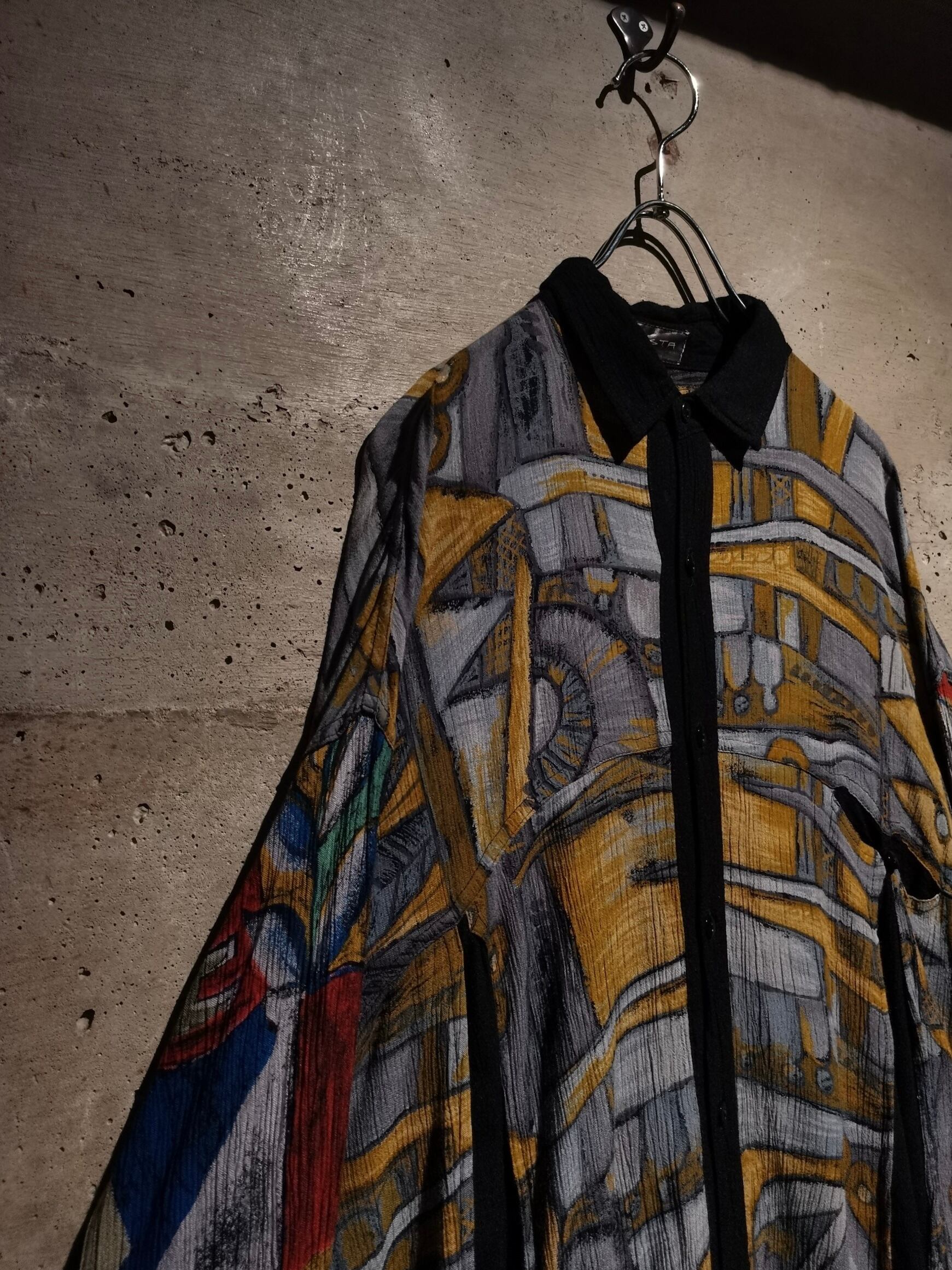 Caka】Beautiful Art Pattern Vintage Loose L/S Shirt | Caka(カカ  