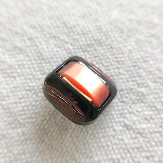 ●『2個セット』スクエア サイドゴールド×コーラルオレンジ 15㎜