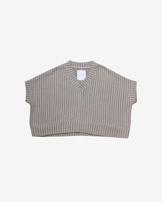 V Neck  Layered  pullover-beige <LSD-BC1K2>