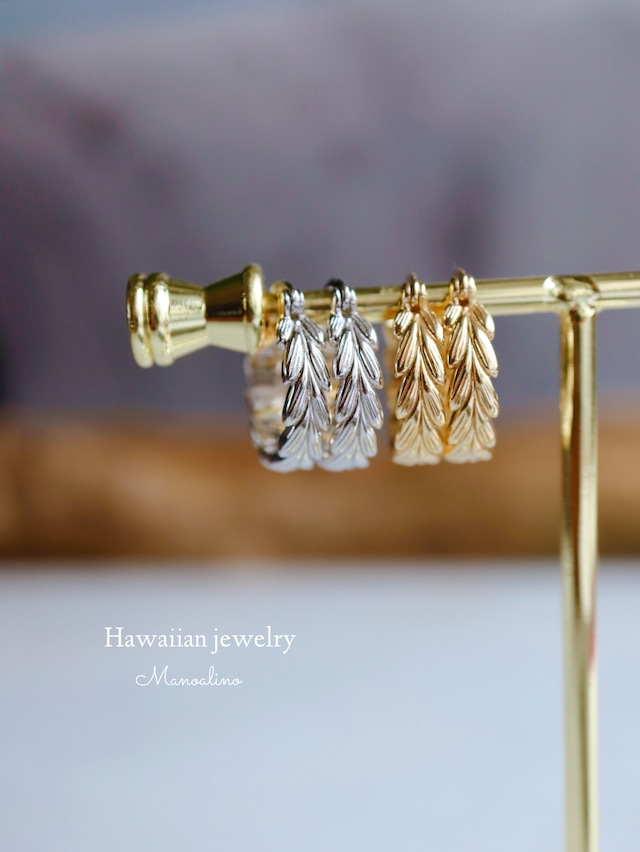 15mm  Maile hoop earring Hawaiianjewelry ”a pair of earrings”("両耳用"ハワイアンジュエリーマイレフープピアス)