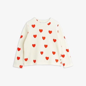 【26SS pre】minirodini( ミニロディーニ )Hearts aop velour top white(80-86/92-98/104-110/116-122/128-134/140-146)長袖Tシャツ ベロア ハート