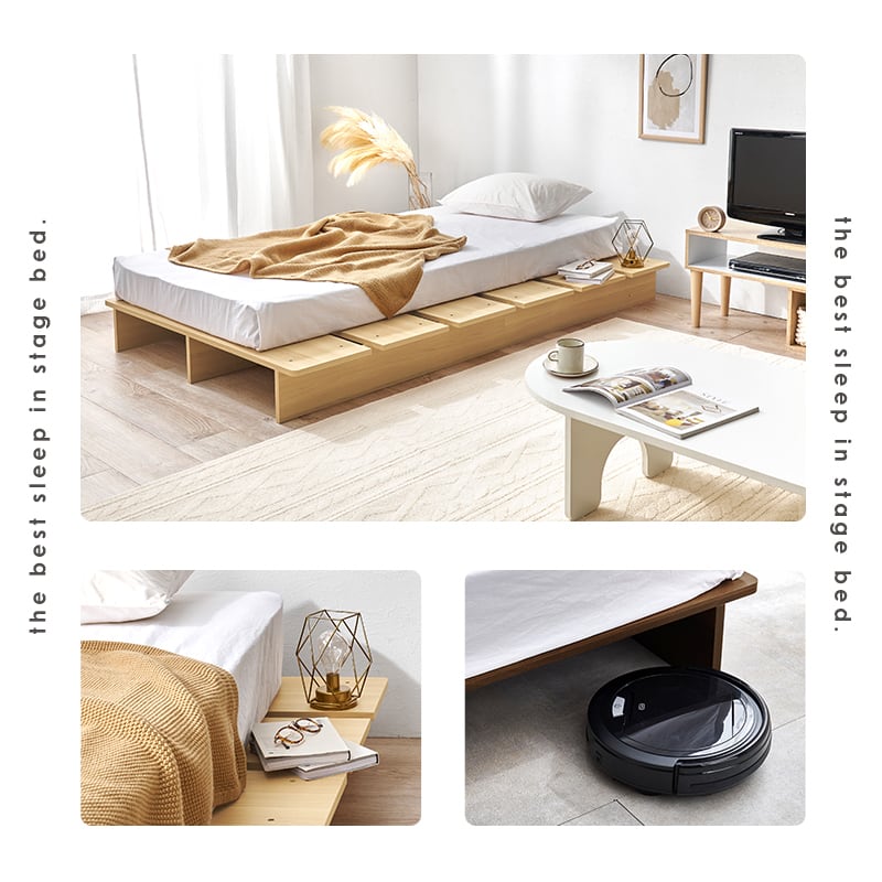 【組立式】耐荷重350kg シングルベッド ステージベッド 2色展開 一人暮らし ワンルーム 幅120cm