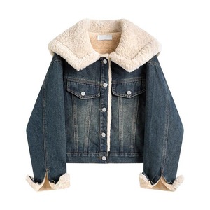 Big boa collar denim jacket