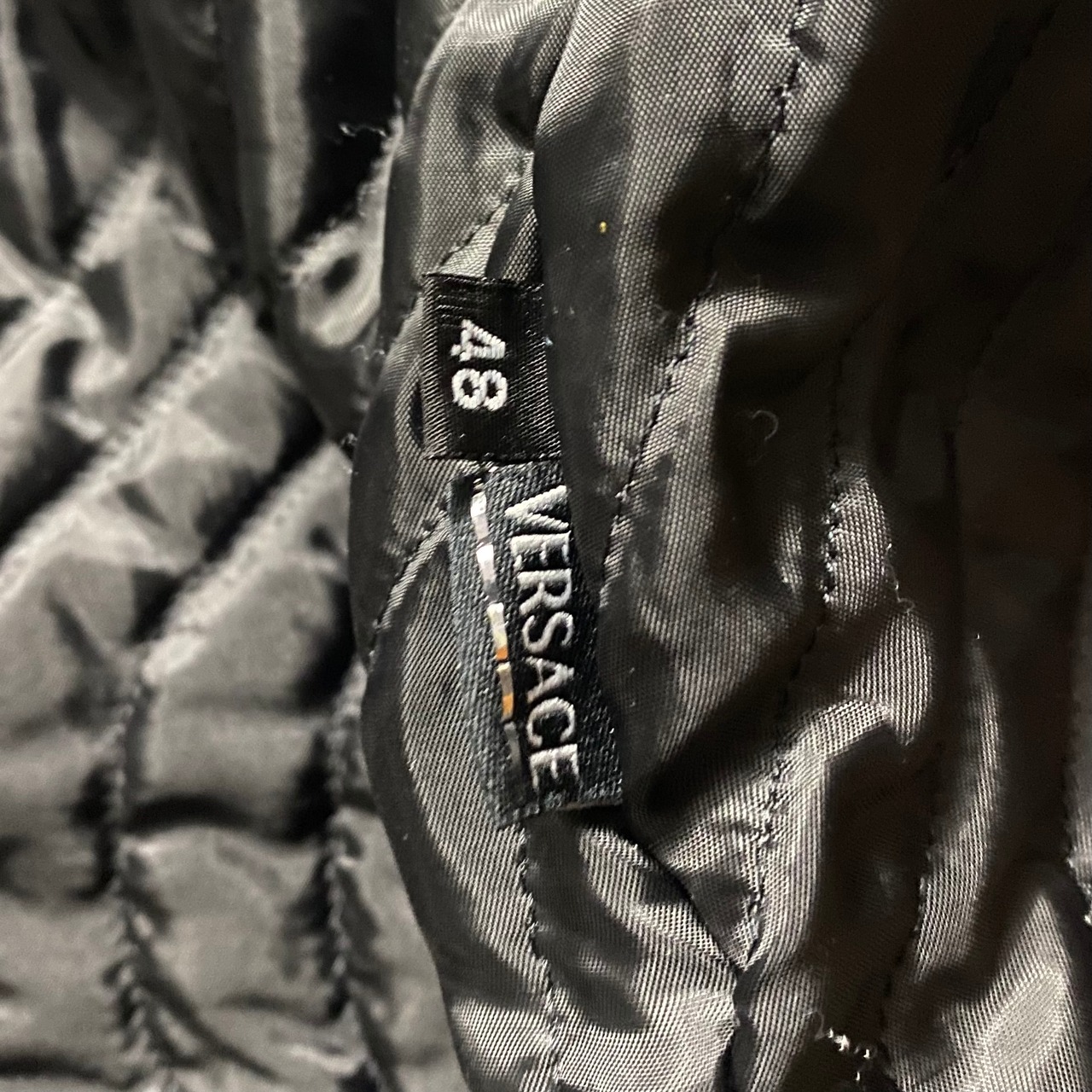 vintage VERSACE SPORT black brushed fabric stand collar coat