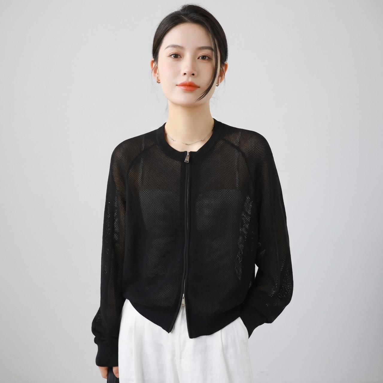 ジップアップ ニットカーディガン   4colors  26010・画像8