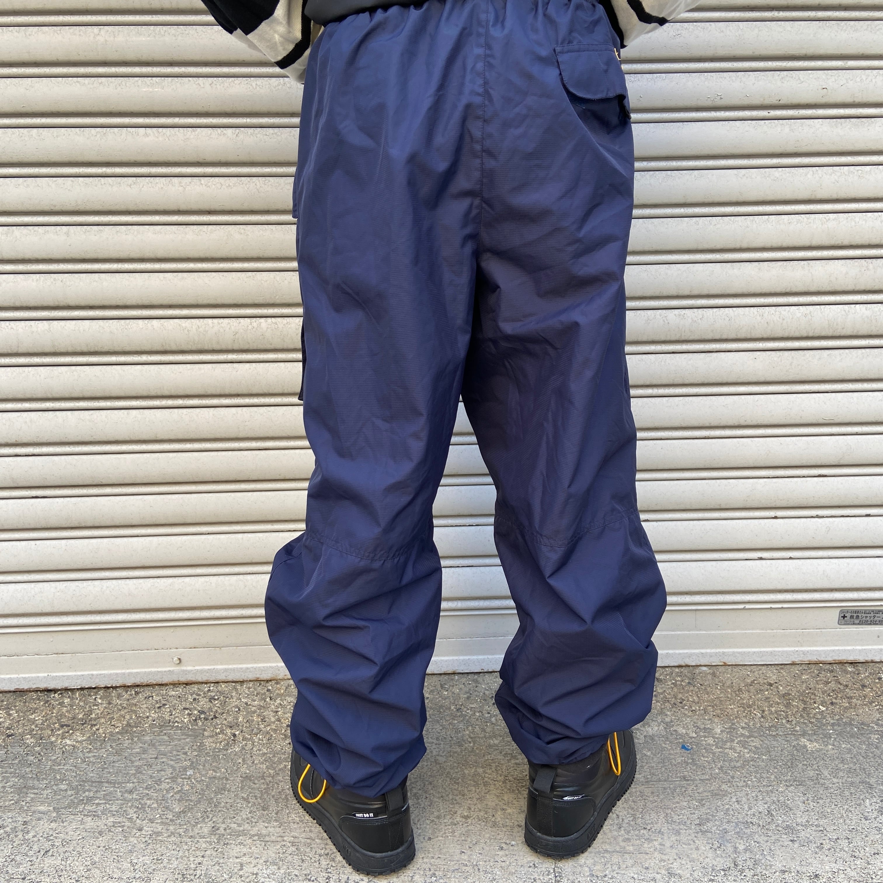 送料無料』90s STARTER ナイロンギミックパンツ ネイビー M テック 