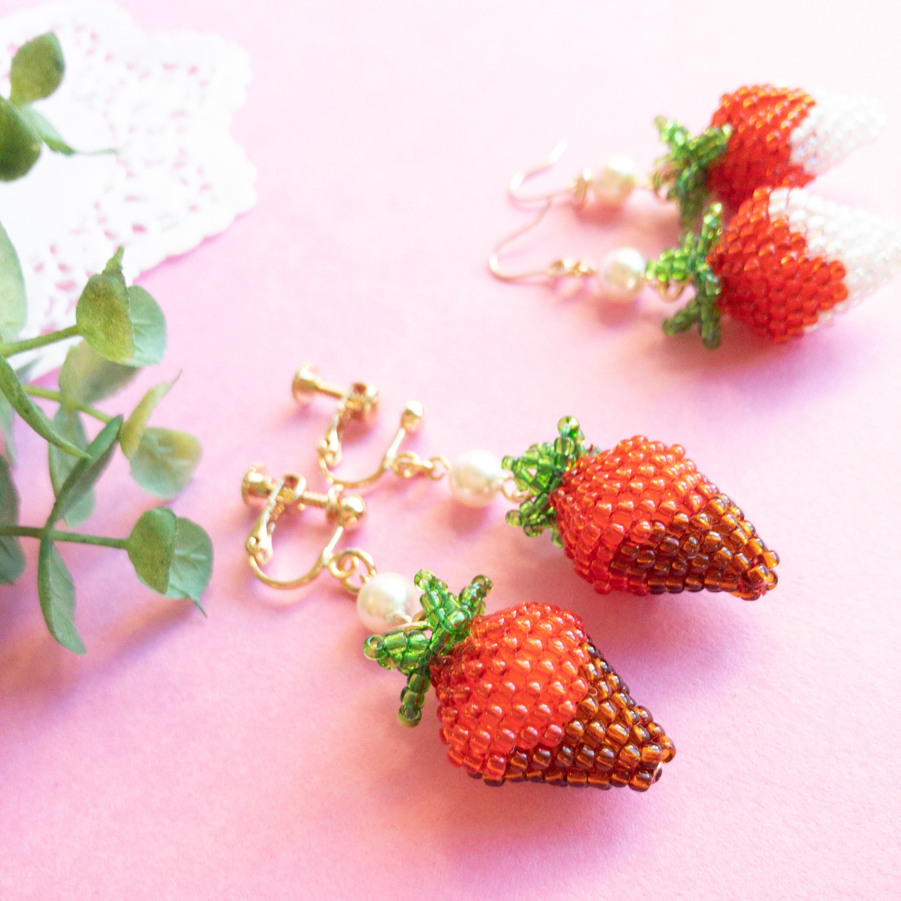 チョコがけいちごのピアス＆イヤリング | うさのひみつきち