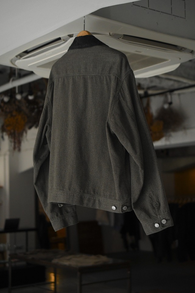 A.PRESSE / Vintage Black Chambray Work Jacket (Gray)