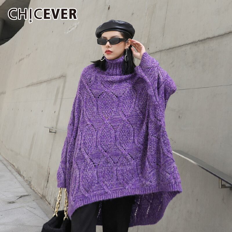 CHICEVERセーター女性タートルネック長袖ルーズ特大編み厚手のプルオーバー2020秋のスタイル ロング オータム 秋物 6base515630827805