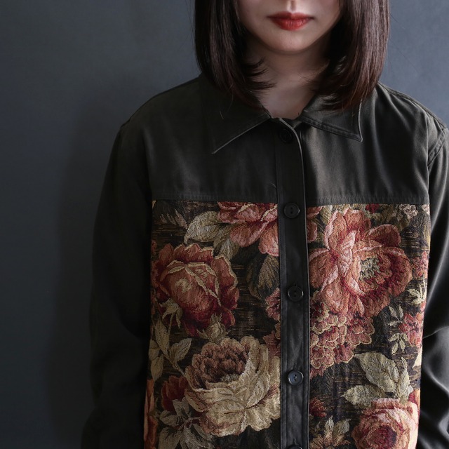 flower Jacquard switching pattern box silhouette jacket