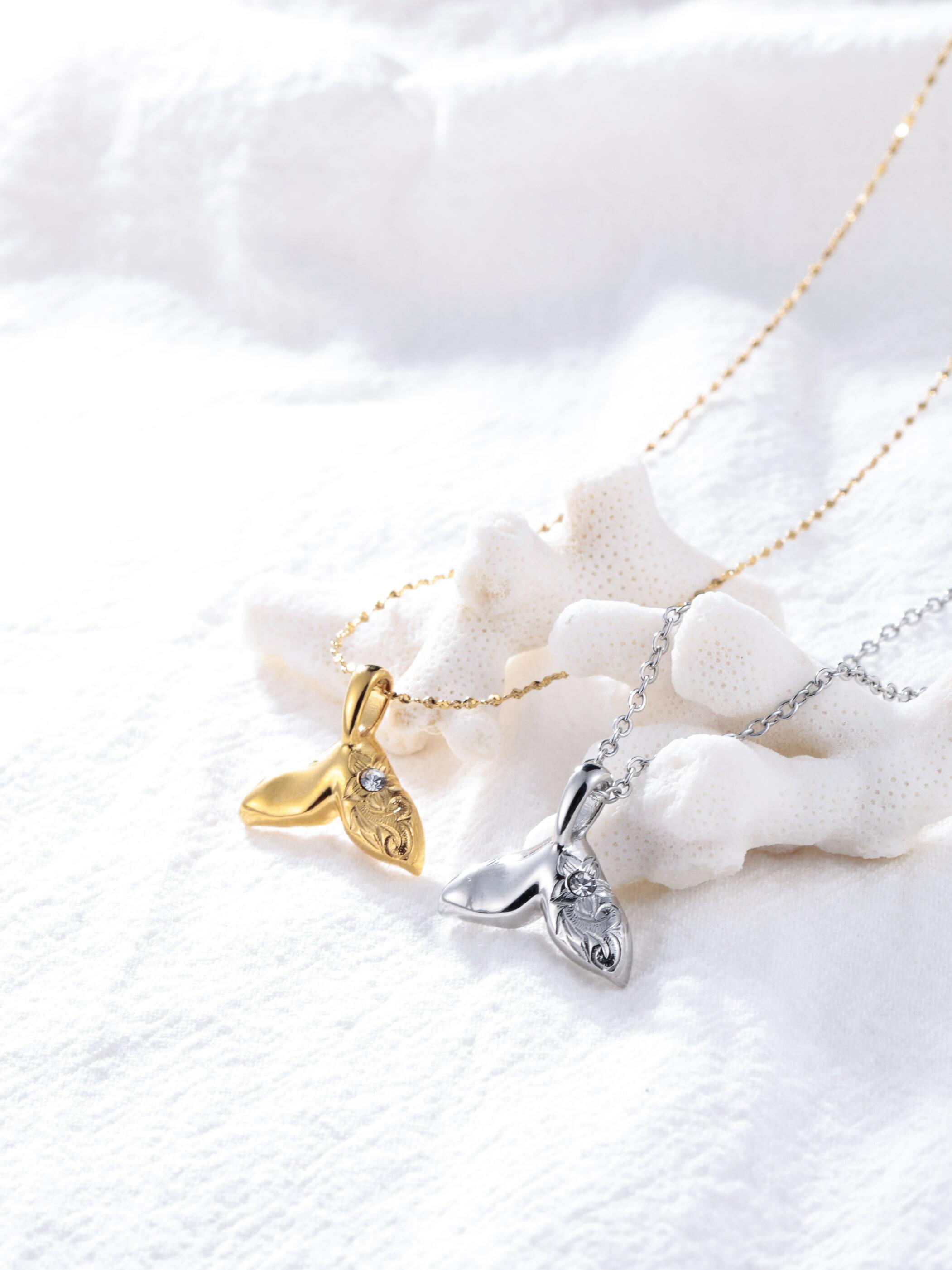 ガロア ネックレス 316L hawaiian zirconia whaletail necklace #n59 | rani
