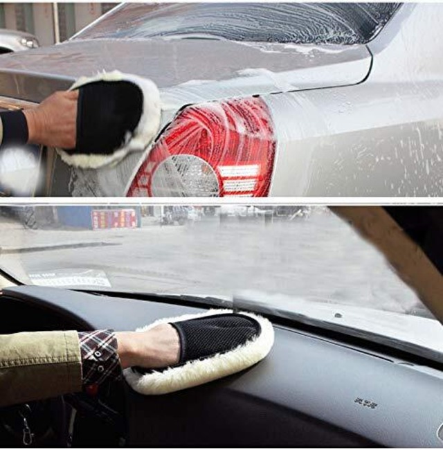 BloomSesame 洗車 ムートン グローブ ふわふわ 洗車 傷防止 スポンジ (2個セット)