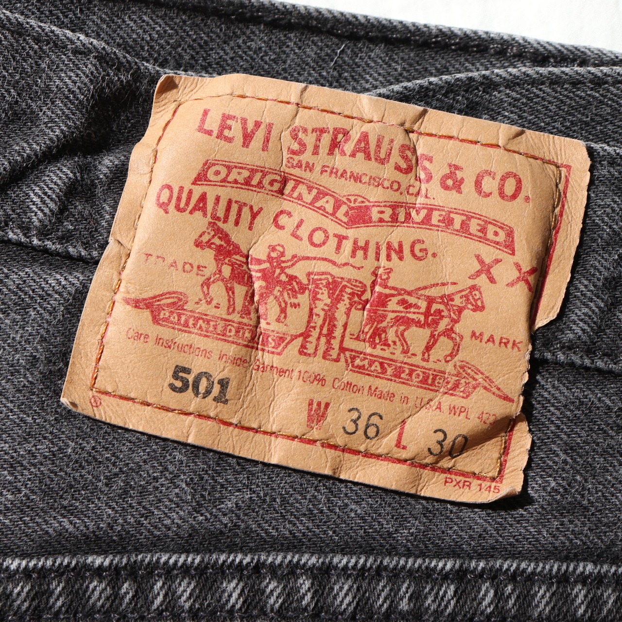 美品 36×30 裾上げ済 Levi’s 501 USA 93年 サルファーブラック デニムパンツ