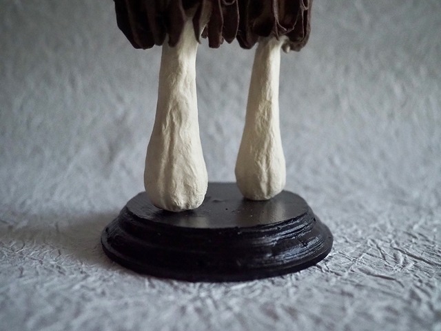 内藤瑠里　和紙のきのこ模型 ” トガリアミガサタケ "