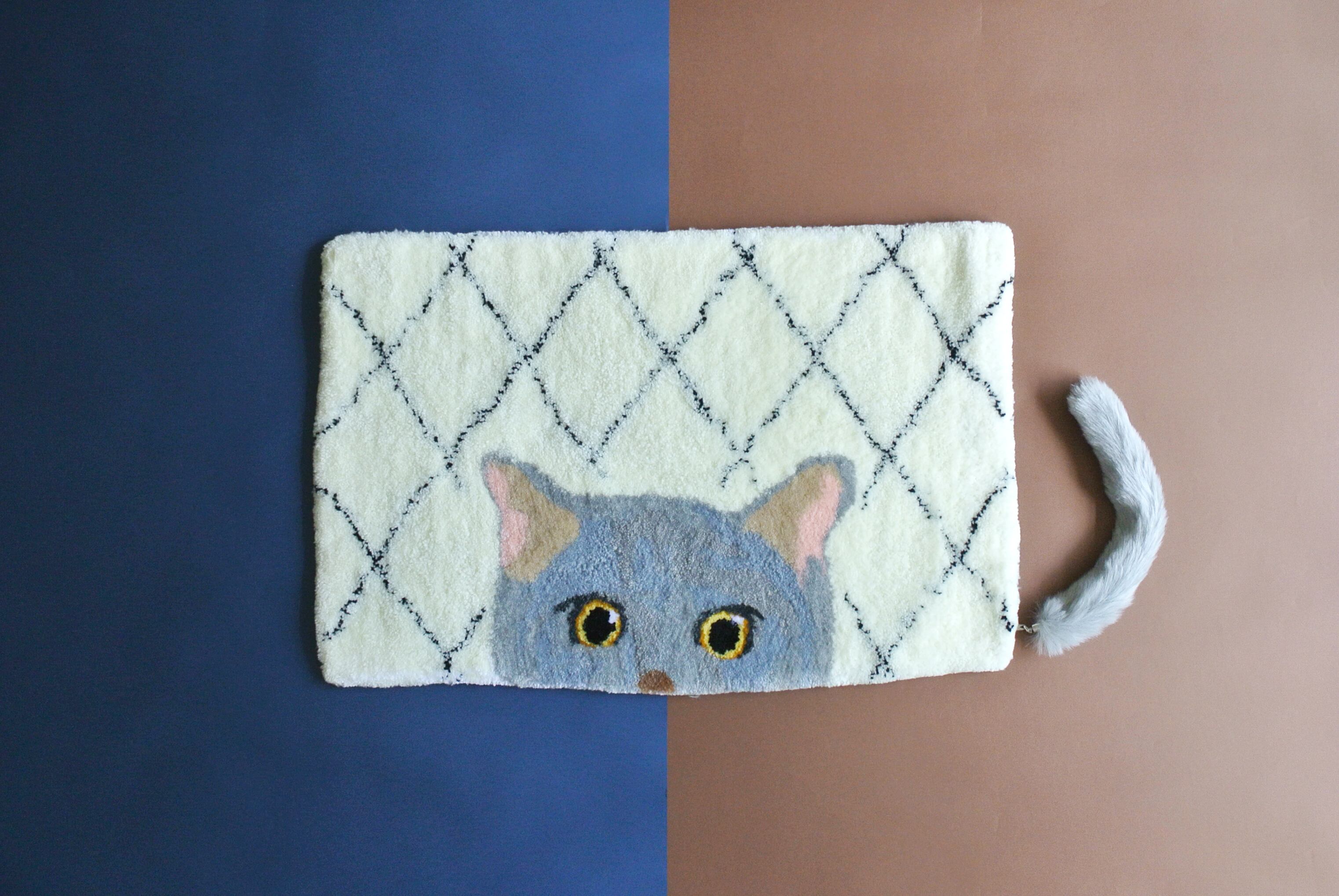 Cat Rug グレー猫のぞき見 Cat In Da House On Line Store