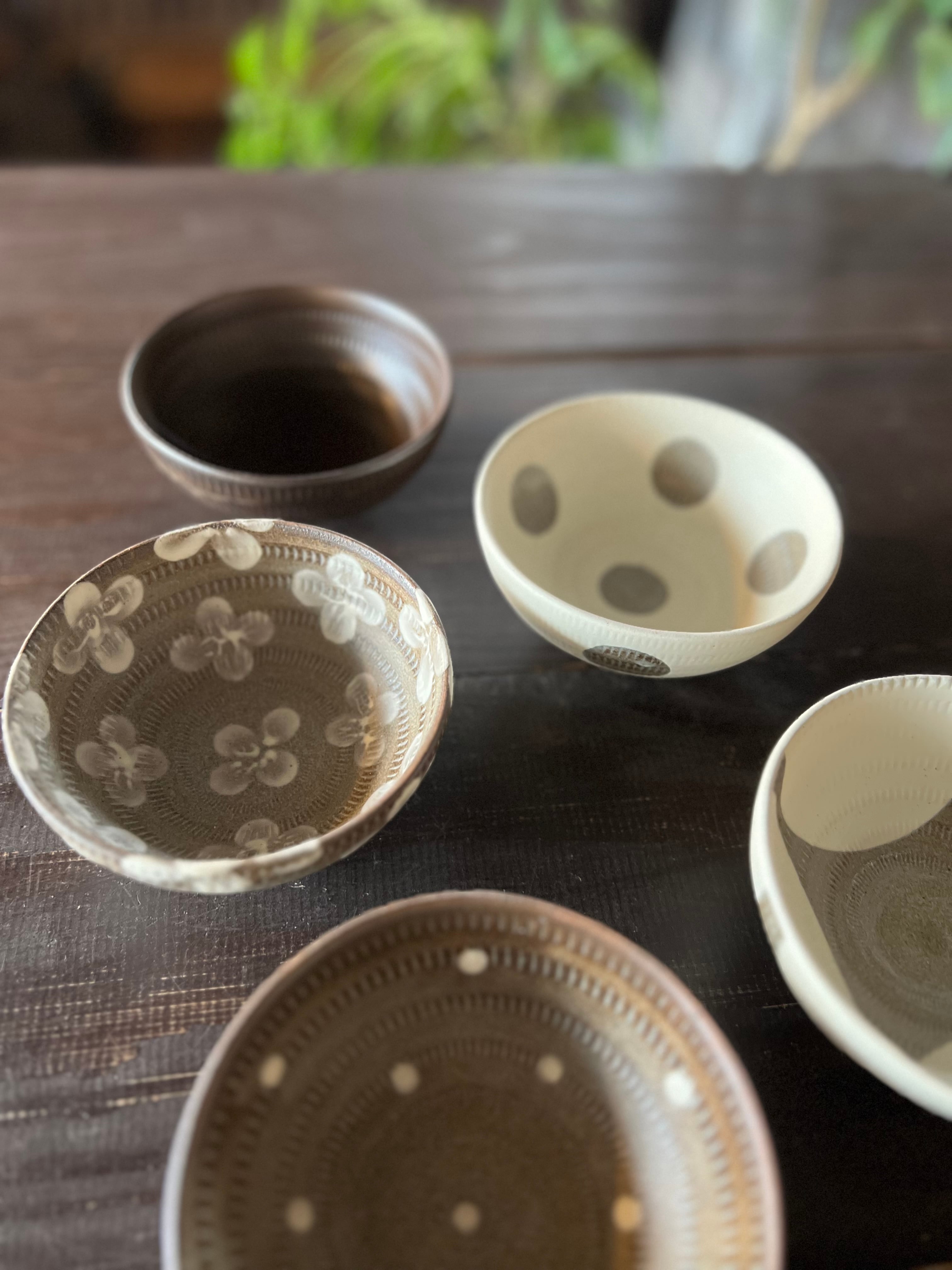 小石原焼 翁明窯元 しのぎ深碗マット 4枚セット お茶碗小＊四方掛け＊マット | 翁明窯元