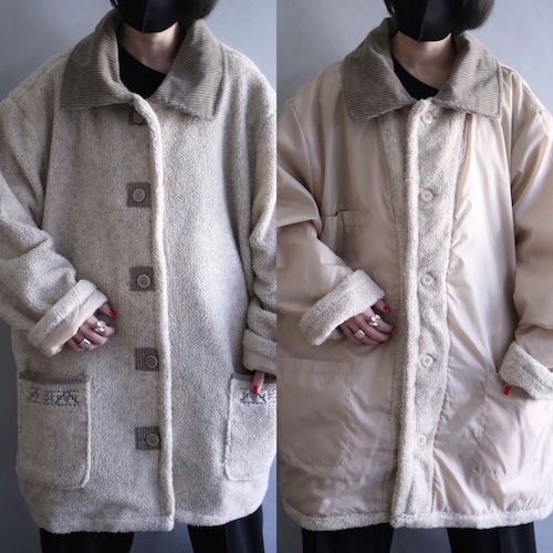 "reversible" boa fleece × shakashaka XXX over silhouette jacket coat