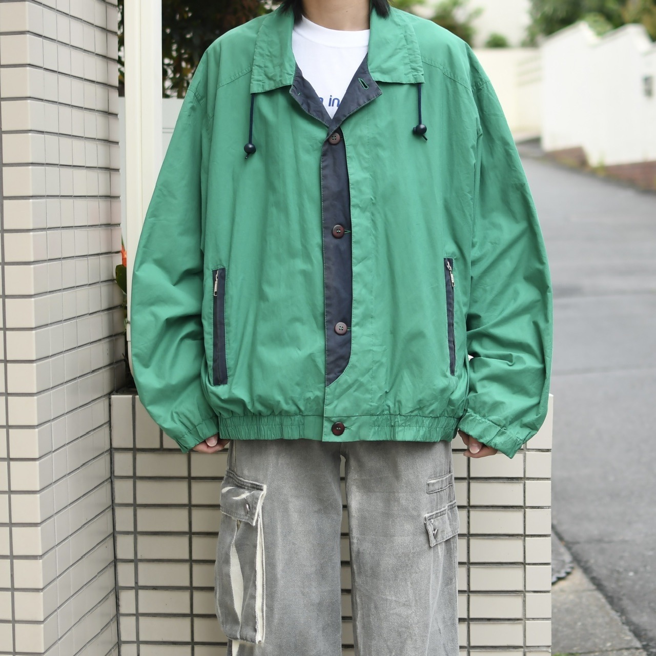 switching design cotton blouson