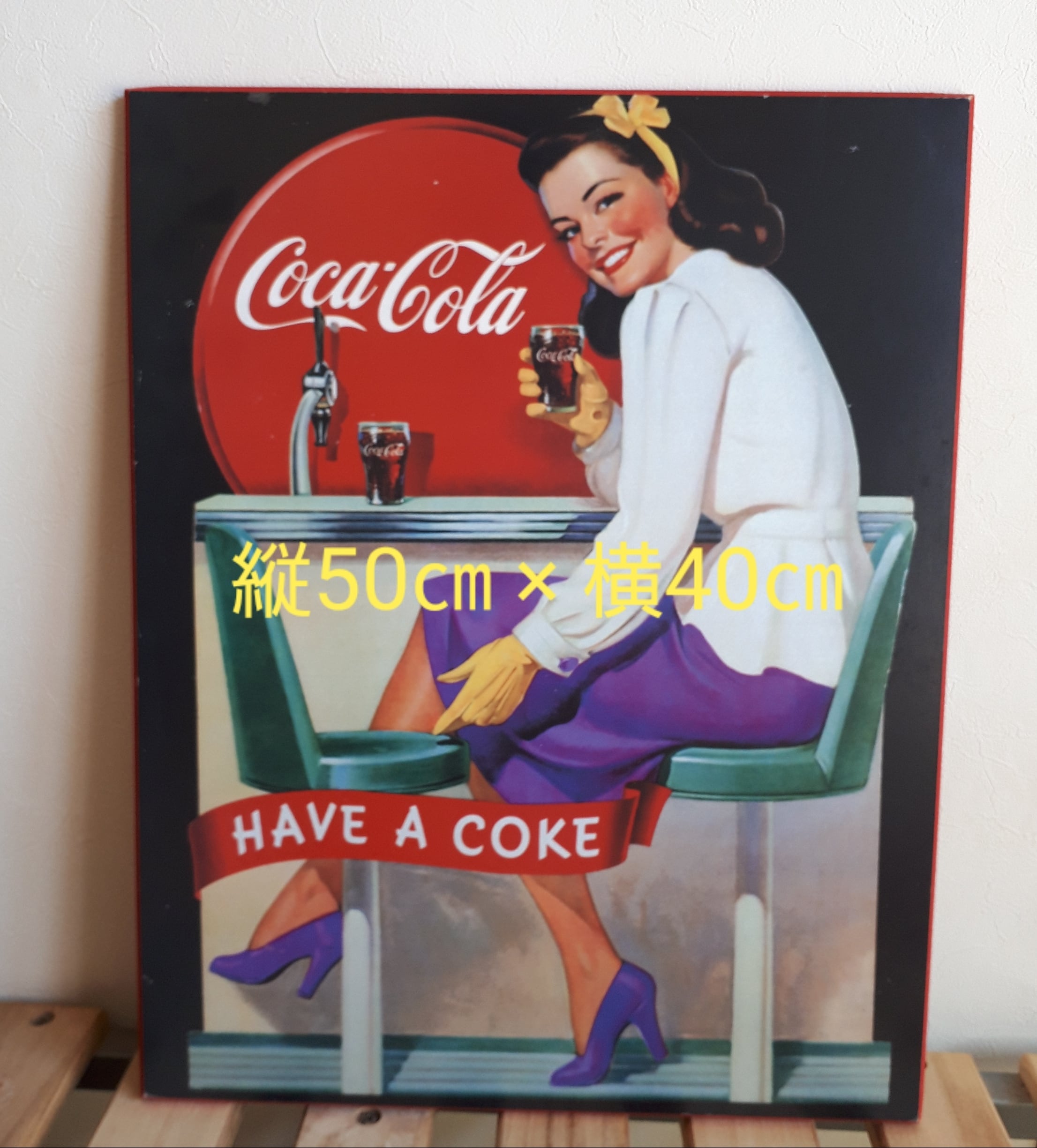 コカ・コーラ 木製看板①☆50㎝ ビンテージ コカコーラ レトロ