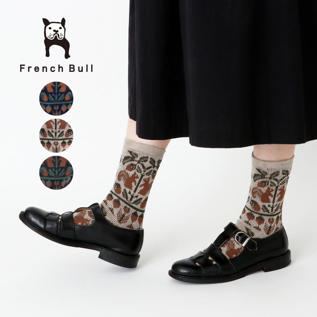フレンチブル 靴下 ソックス レディース 秋冬 秋 冬 ブランド 日本製 国産 おしゃれ かわいい 可愛い 柄 綿 ナイロン フォレソックス プレゼント ギフト ベージュ ネイビー グレー French Bull 23-25cm 11-25259 Fr011