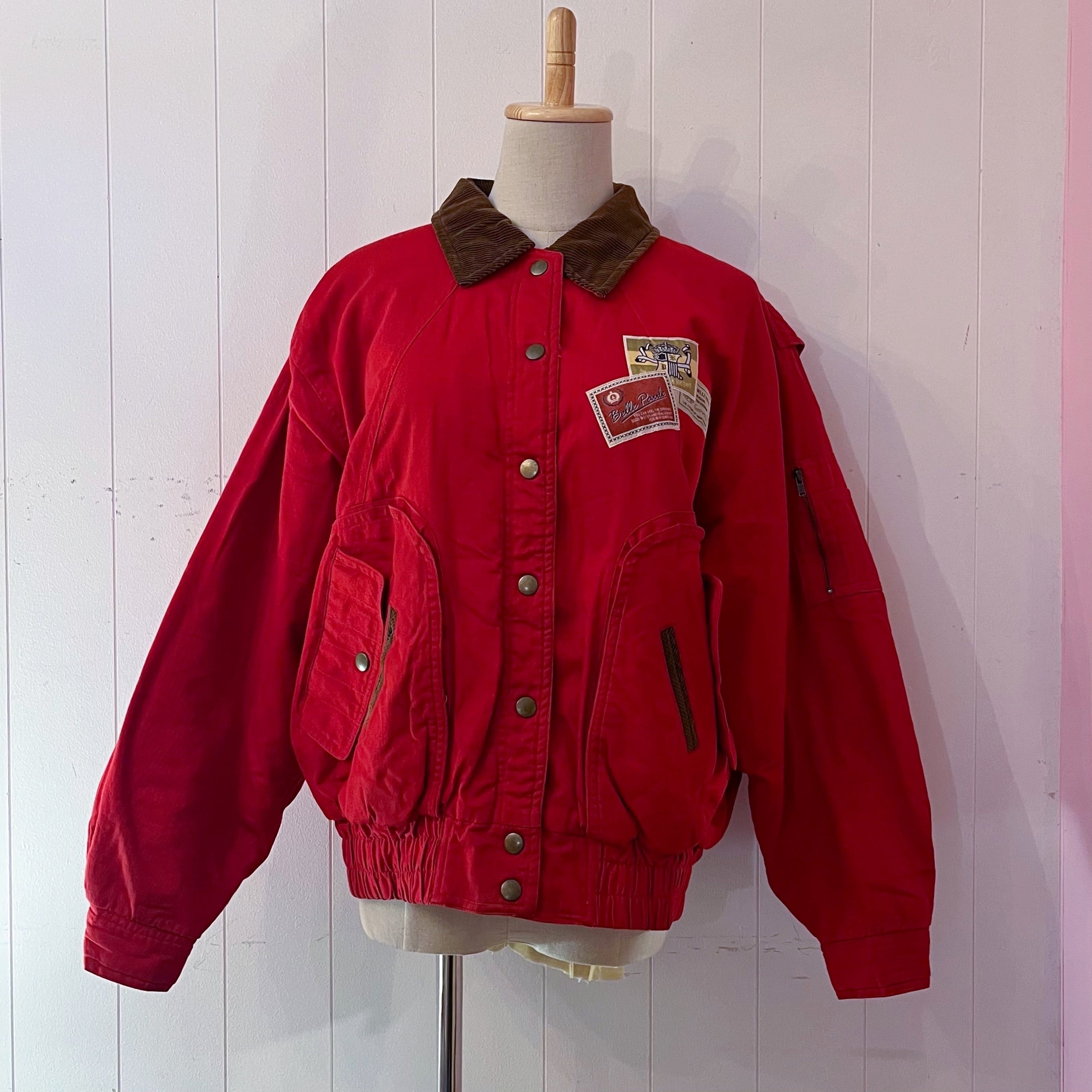 corduroy collar check liner red blouson