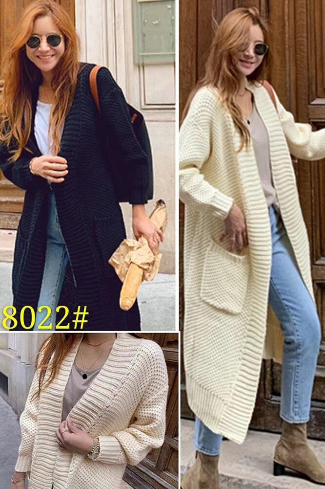 ケーブル編みロングニットカーディガン