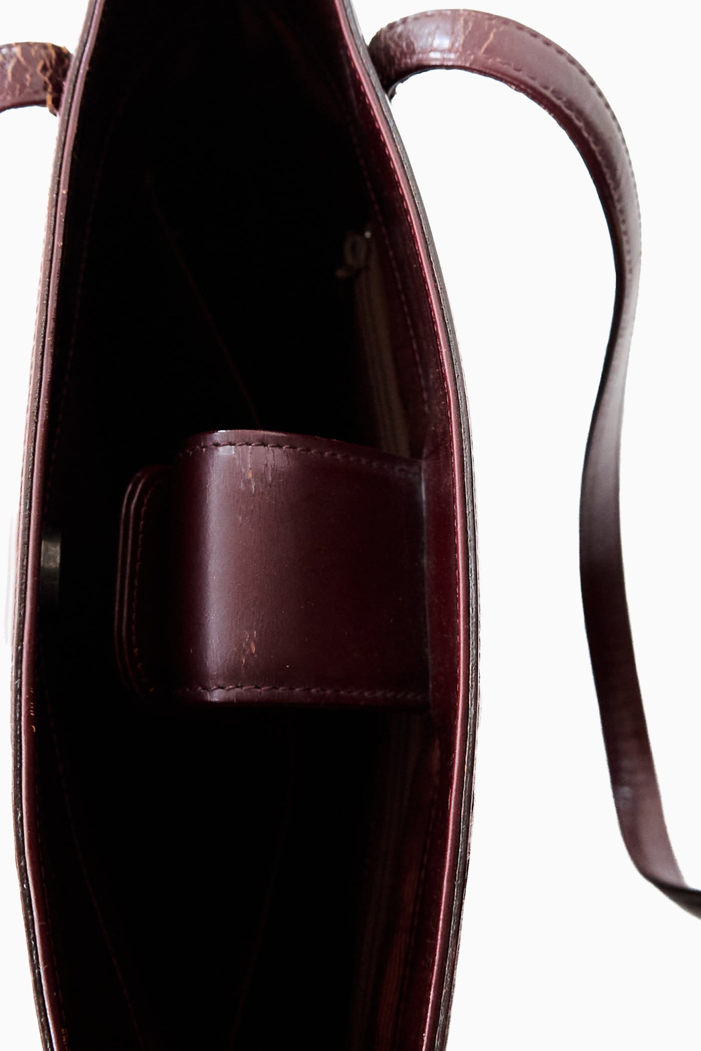 im MIYAKE DESIGN STUDIO BORDEAUX LEATHER TOTE BAG | Reben