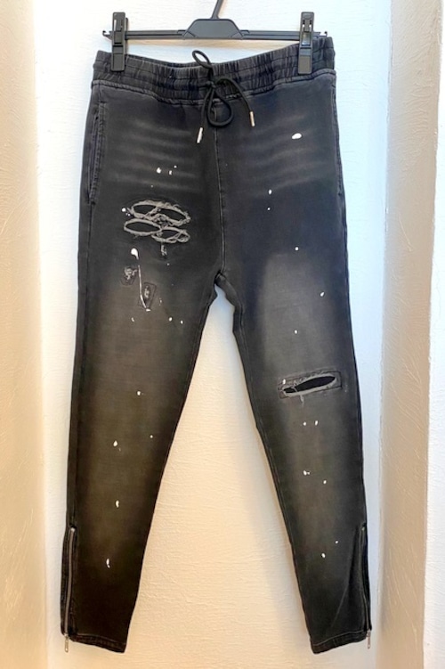 Jog Denim Tight Fit Pants　Black