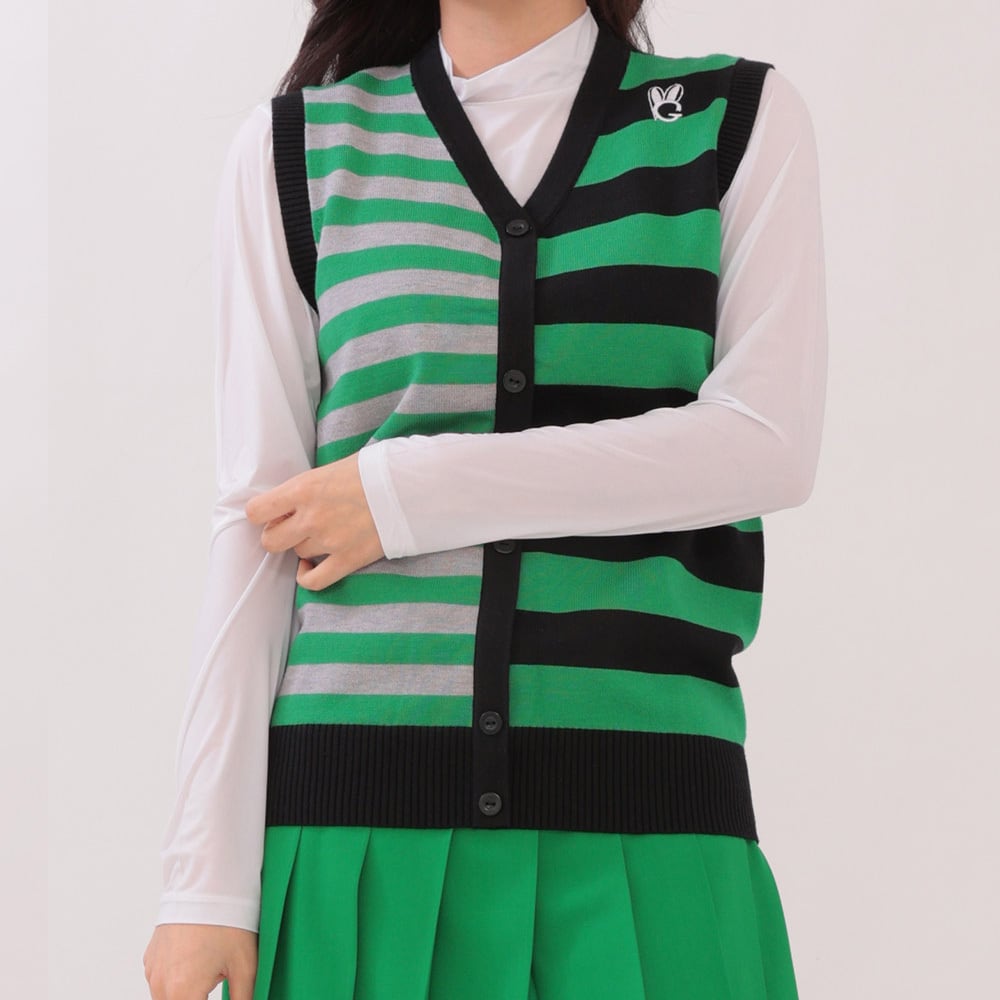 【美品】  GOLF ニットベスト Vネック ロゴ M ゴルフベストメンズ ゴルフセーターメンズ ゴルフウェア メンズ