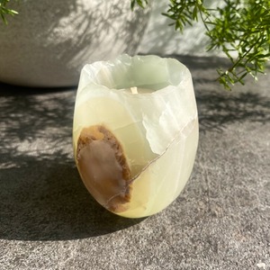 Green onyx candle holder