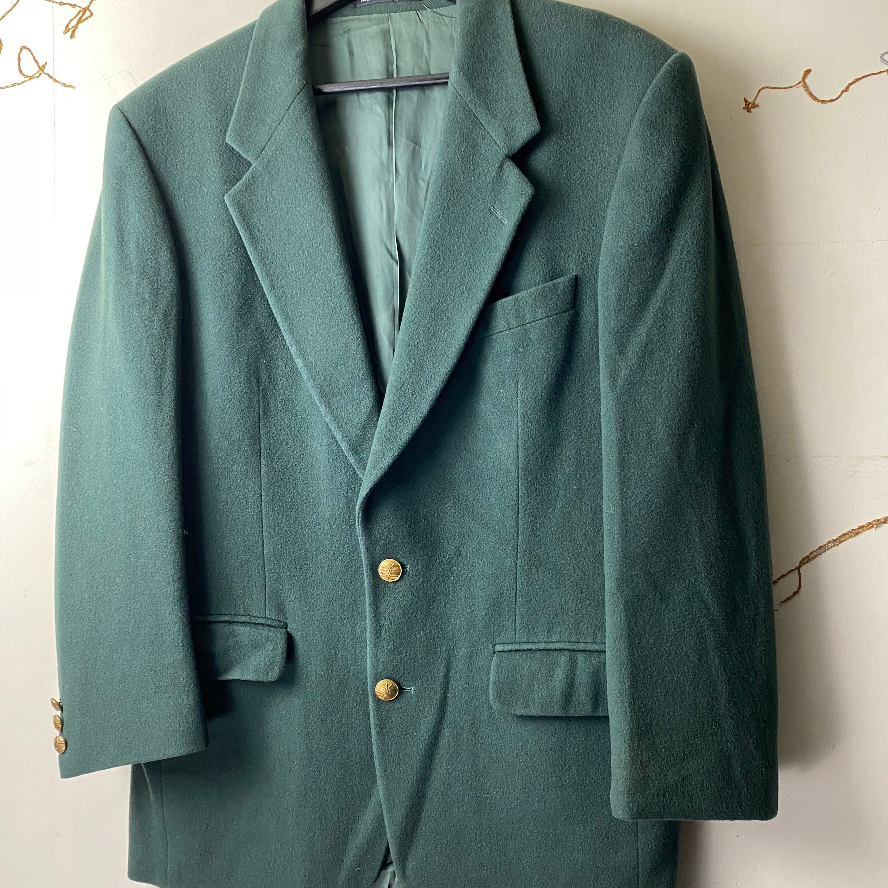 vintage YVES SAINT LAURENT POUR HOMME green color tailored jacket 