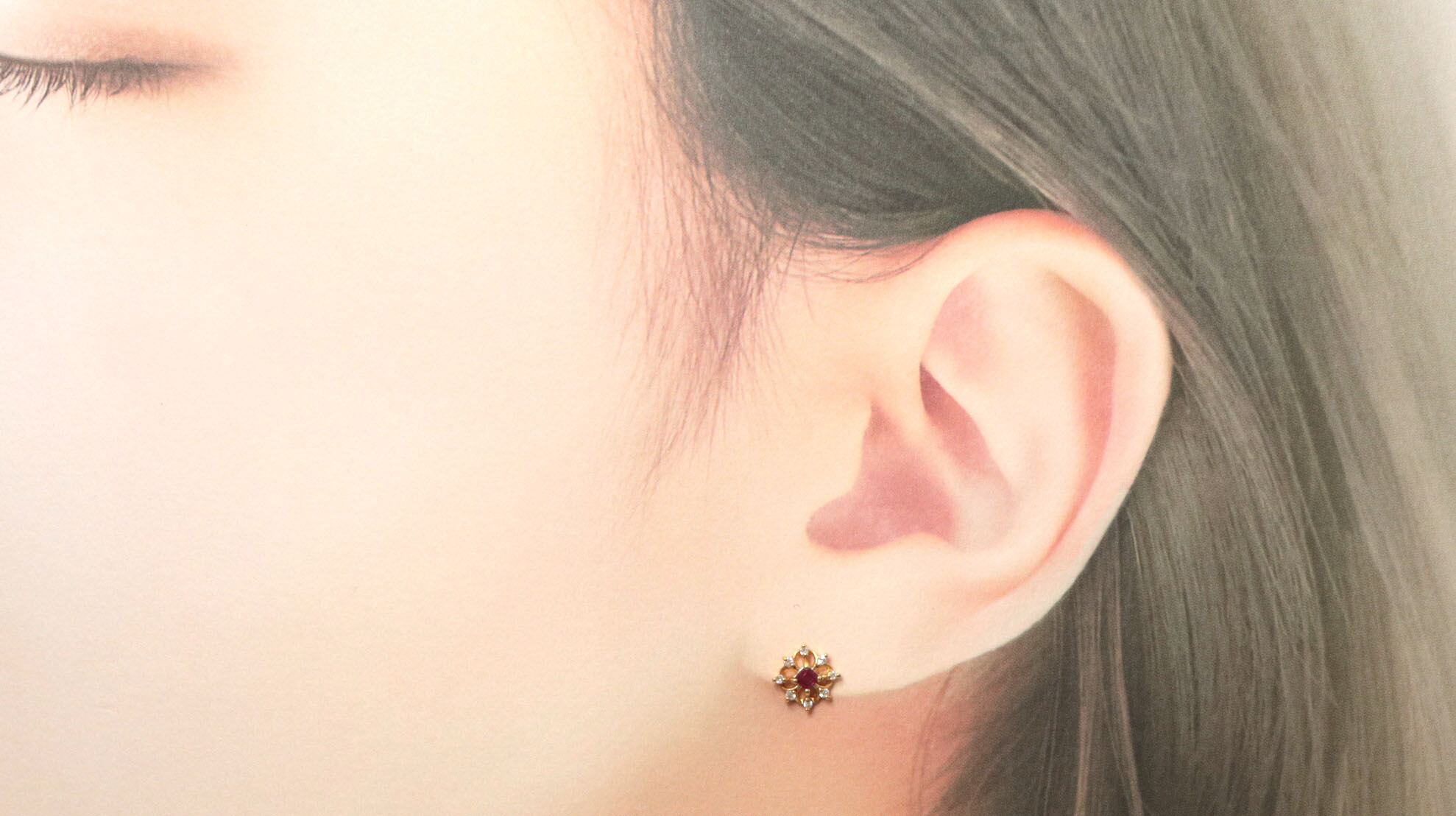 K18 ルビー ダイヤモンド ピアス 【公式通販】