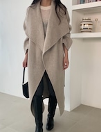 【25aw】Wool 100% Shawl-collar Long Coat_3colors