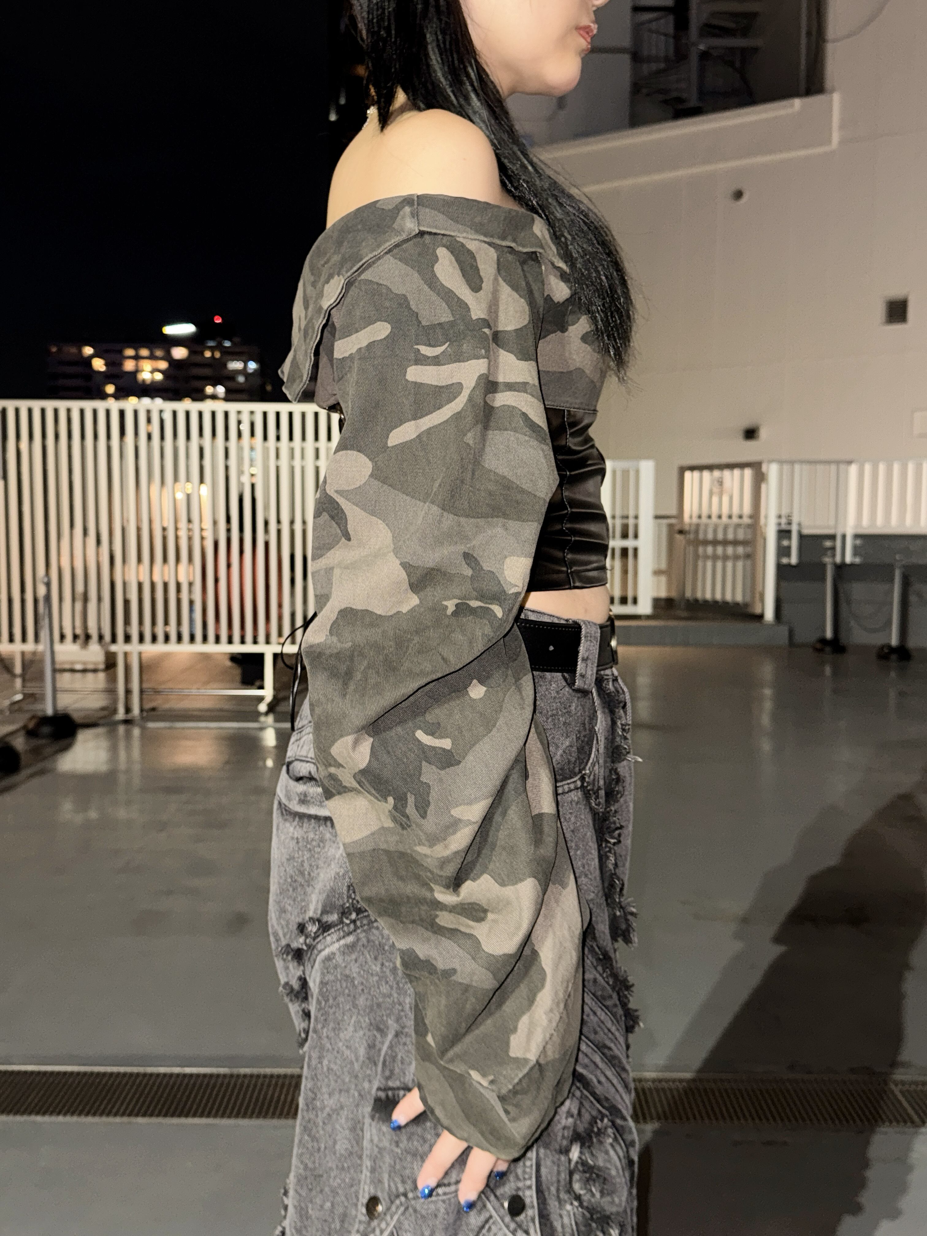 BARCON カモフラコルセットトップス Y2K グランジ | 韓国系ユニ