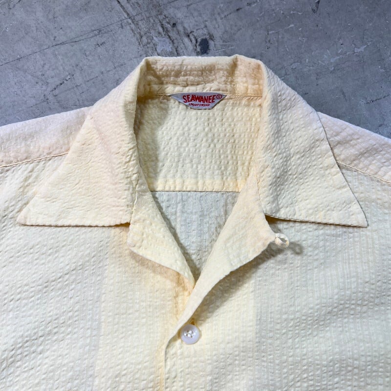 50s〜60s vintage オープンカラーシャツ　シアサッカー　5
