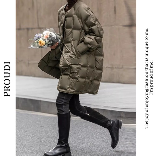 【ノーカラードロップショルダーダウンジャケット 】P02151